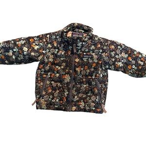 Patagonia size 6-12 months puffer jacket floral print girls navy floral flowers